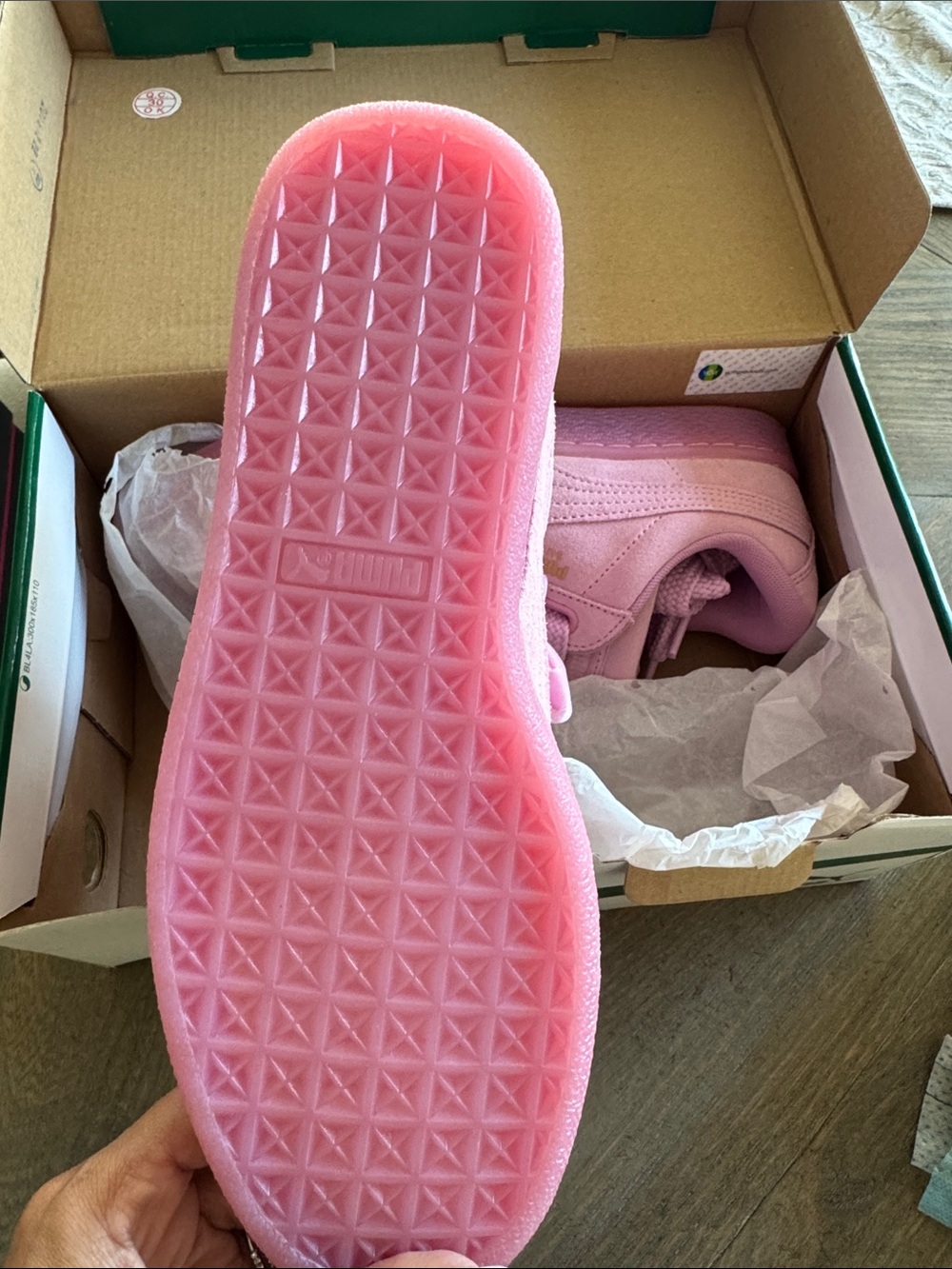 Puma Suede Heart Satin Bow Sneakers in Light Pink - Picture 4 of 6